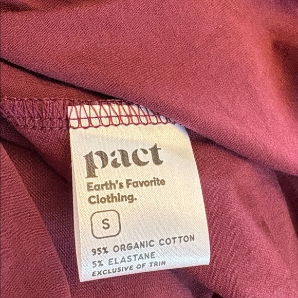 PACT Burgundy Organic Cotton 3/4 Sleeve V-Neck Fit & Flare Stretch Midi Dress S - Picture 6 of 6
